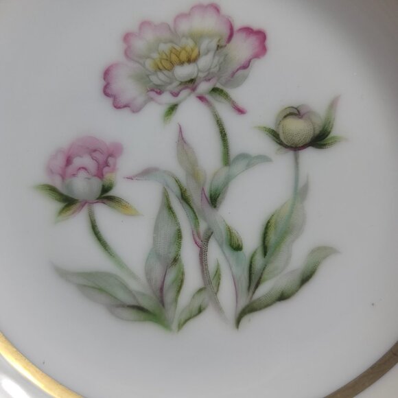 FOUR Mikado Harmony Fruit Bowls Cream Rim Pink Floral Center - Picture 10 of 14